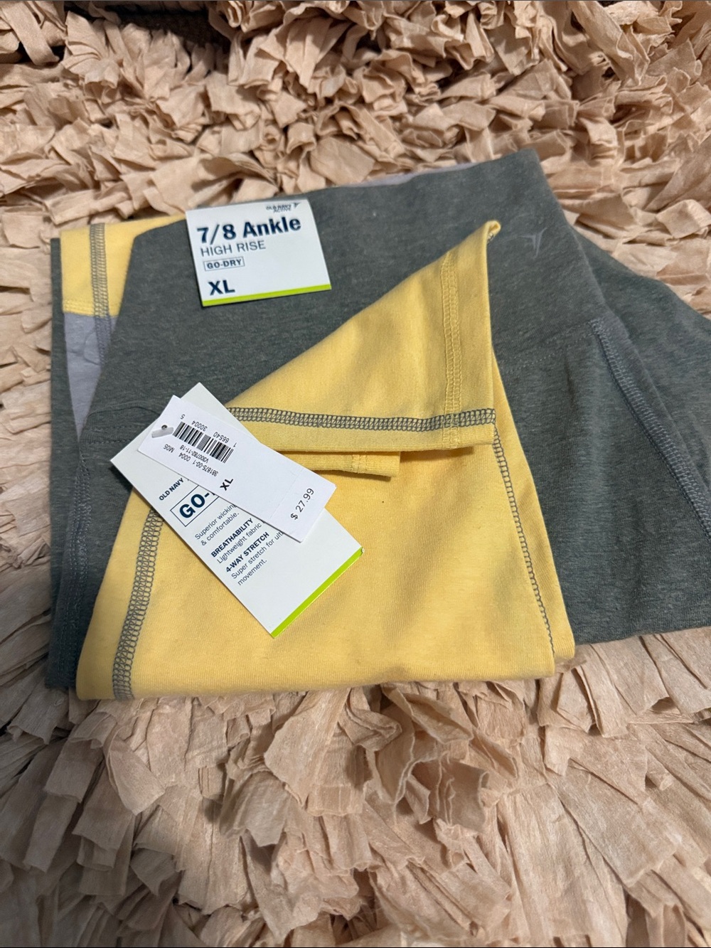 Old Navy Active 7/8 Ankle High-Rise Leggings – Gray and Yellow